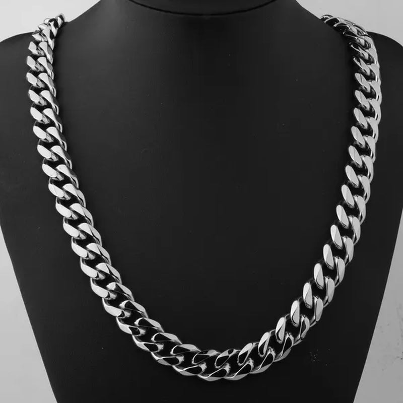 Men's or Women's Jewelry 15mm/19mm Stainless Steel Silver/Gold Curb Cuban Chain Necklace/Bracelet