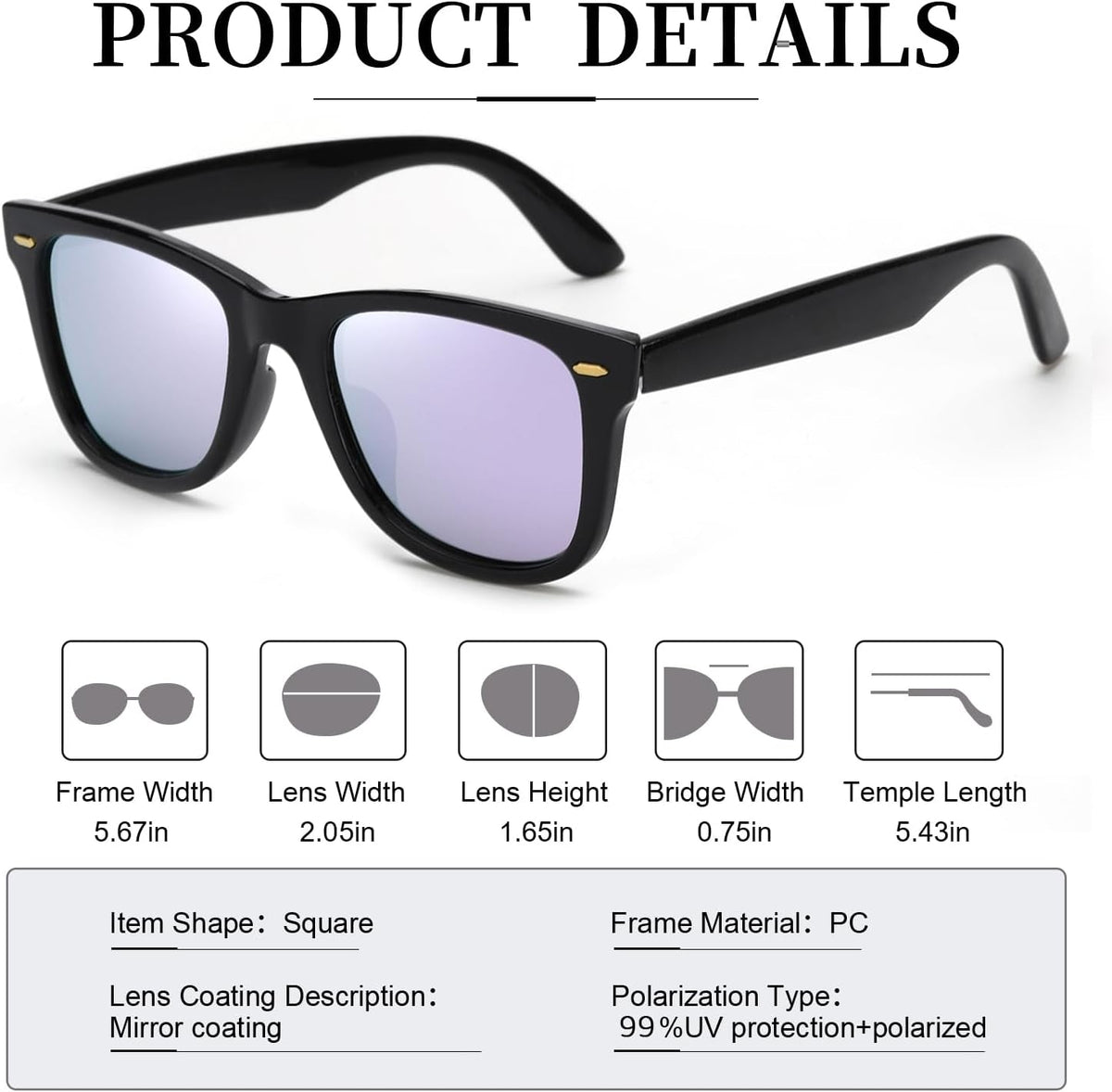 Classic Sunglasses for Women Polarized Driving Anti-Glare UV Protection