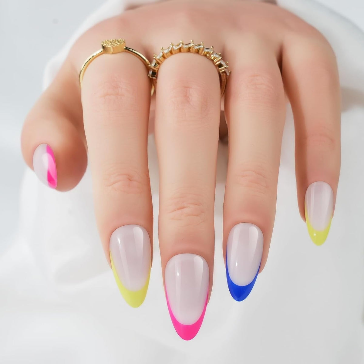White Press on Nails Short,  Square Solid Color Fake Nails with Glue, Reusable & Natural Acrylic False Nails Stick on Nails for Women Girls Gift, Gel Nail Kit, 24pcs