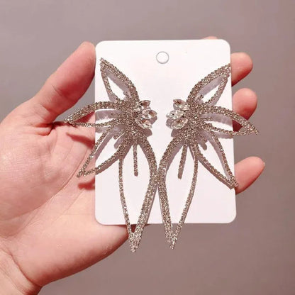 New Exaggerated Rhombus Glitter Crystal Diamond Earrings Creative Fashion Ladies Pendant Earrings Jewelry