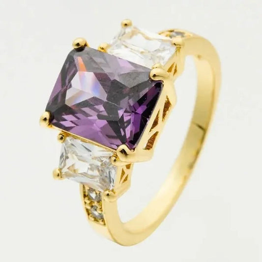 Natural 5.99CT Alexandrite Diamond 14K Yellow Gold Ring Size 6-10