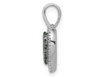 3/10 Carat (ctw) Natural Green Emerald Heart Pendant Necklace in 14K White Gold with Diamonds and Chain