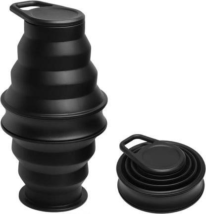 Collapsible Water Bottles BPA Free Leak Proof Foldable Silicone Bottle with Anti-Collapse Ring for Travel Camping Hiking Running Sport