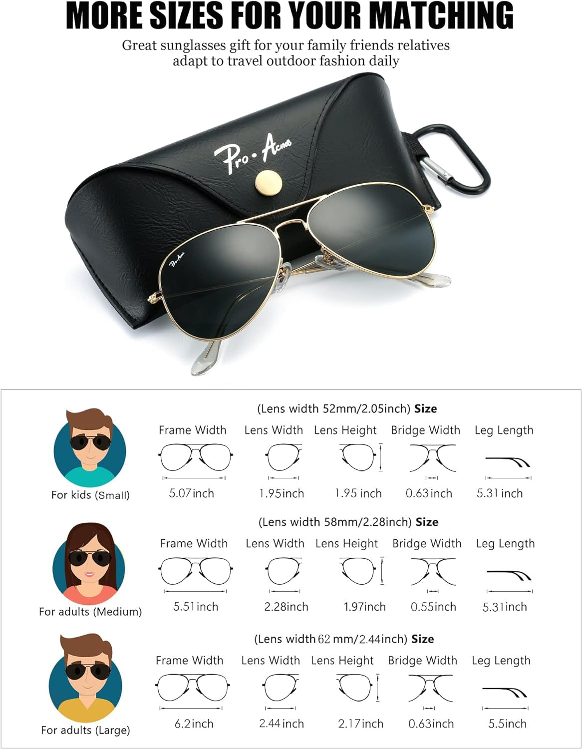 Classic Aviator Sunglasses for Men Women 100% Real Glass Lens