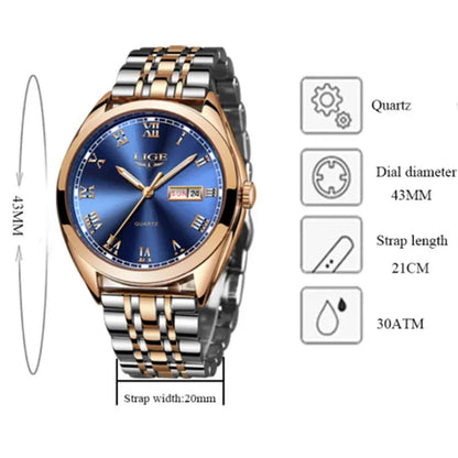 2019 LIGE New Rose Gold Women Watch Business Quartz Watch  Luxury Female Wrist Watch Girl Clock