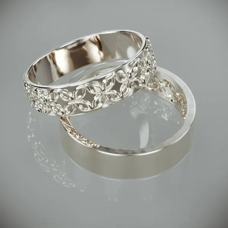 2Pcs Fashion Exquisite 925 Sterling Silver Engagement Wedding Love Set Ring Size 6-10