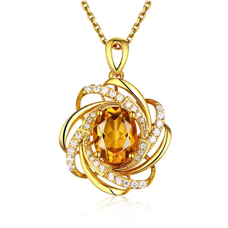 Exquisite Fashion Creativity Sapphire Flower Necklace Spiral Diamond Pattern Pendant Engagement Necklace Women's Diamond Jewelry Birthday Party Anniversary Gift