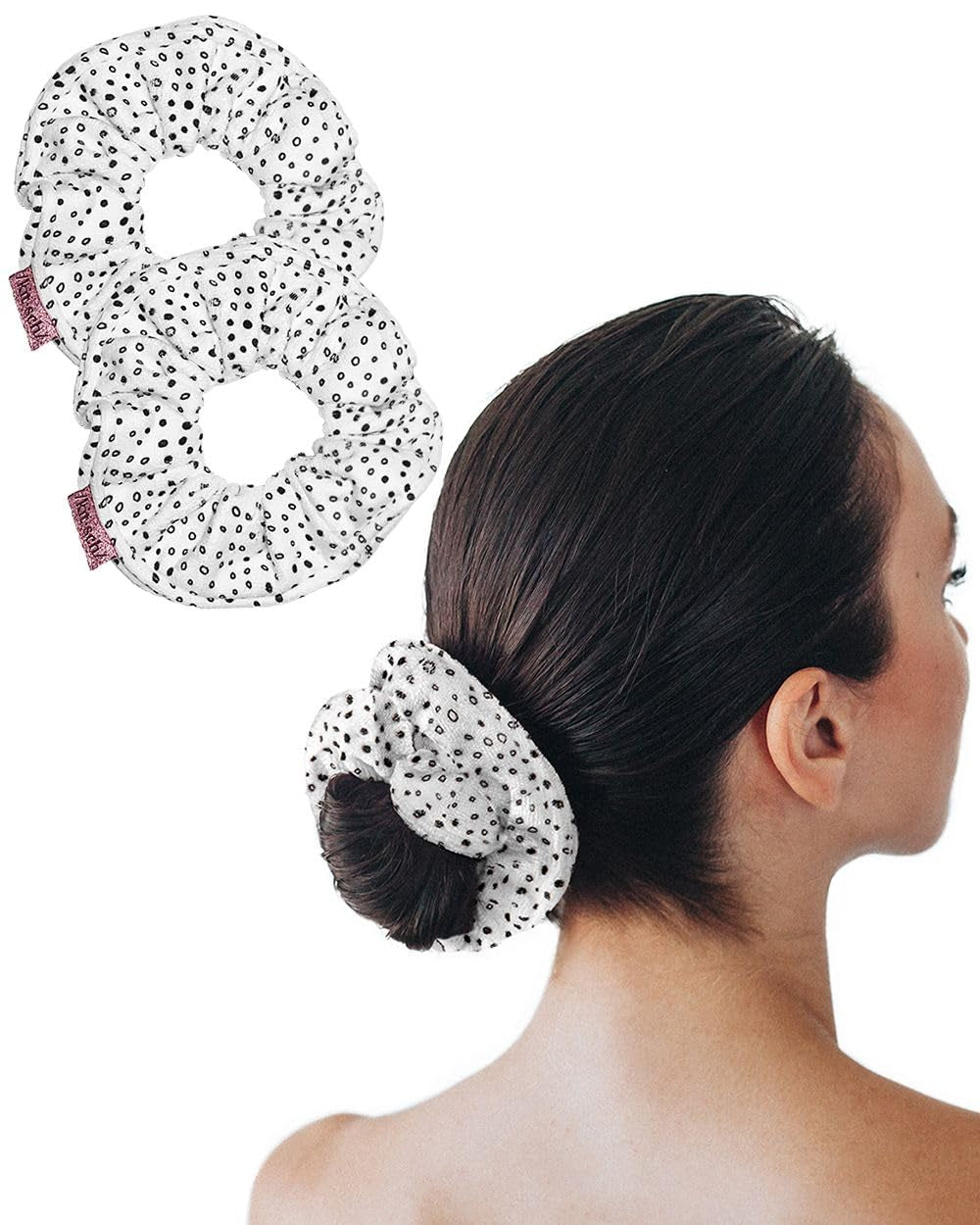 Microfiber Hair Towel Scrunchies - Soft and Highly Absorbent Microfiber Scrunchie for Women | Reduces Heat Drying Time - 2Pcs (Micro Dot Design)