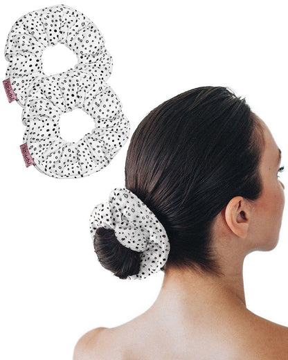 Microfiber Hair Towel Scrunchies - Soft and Highly Absorbent Microfiber Scrunchie for Women | Reduces Heat Drying Time - 2Pcs (Micro Dot Design)