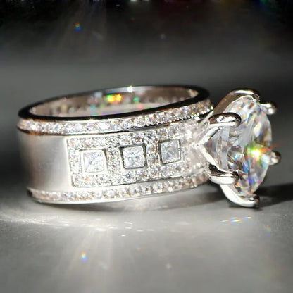 Luxurious  Silver Natural Gemstones White Sapphire Wedding Birthstone Bride Flower Engagement Ellipse Drop Ring Jewelry Size 6 7 8 9 10