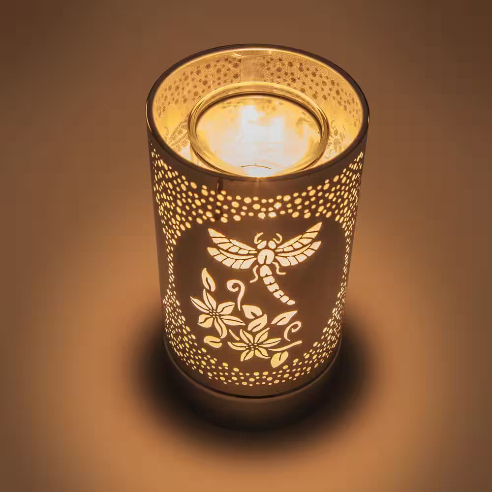 Silver Dragonfly Touch Lamp, Essential Oil Diffuser and Wax Warmer