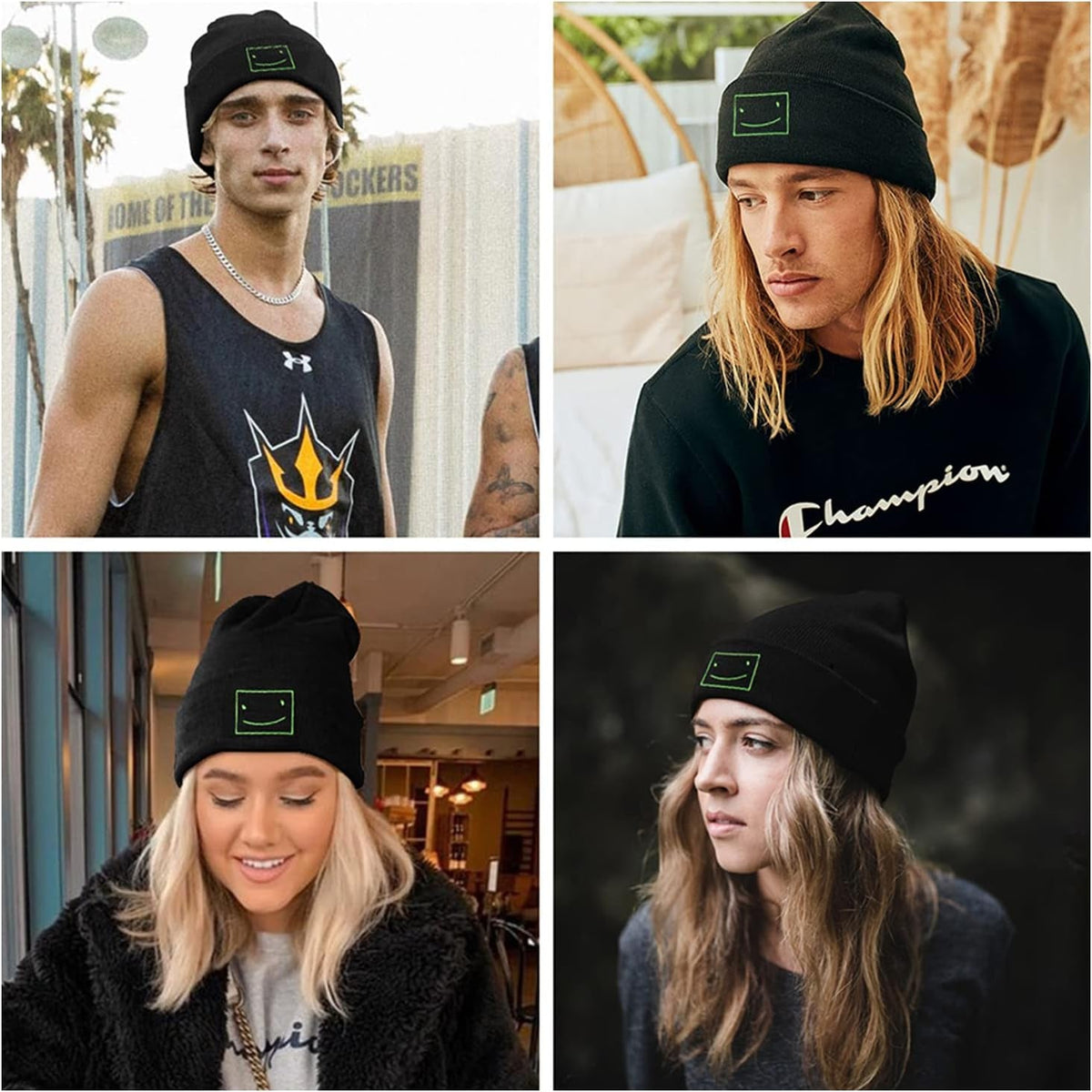 Funny Beanies Hat, Men'S and Women'S Winter Warm Black Fashion Cool Embroidered Knit Hat