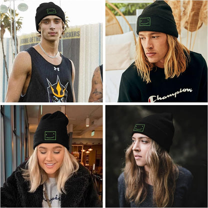 Funny Beanies Hat, Men'S and Women'S Winter Warm Black Fashion Cool Embroidered Knit Hat