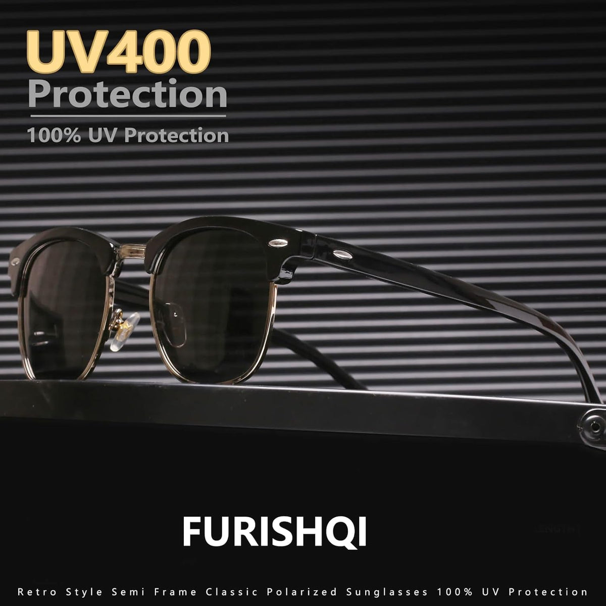 Classic Polarized Sunglasses for Men and Women Retro Style Semi Rimless Frame Sun Glasses 100% UV Protection Goggles