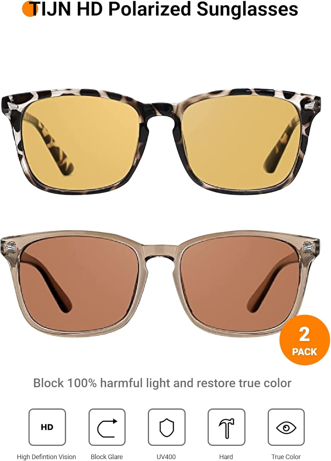 Polarized Sunglasses for Womens and Mens,Classic Square Frames Shades for UV Protection, Stylish and Trendy Sunnies