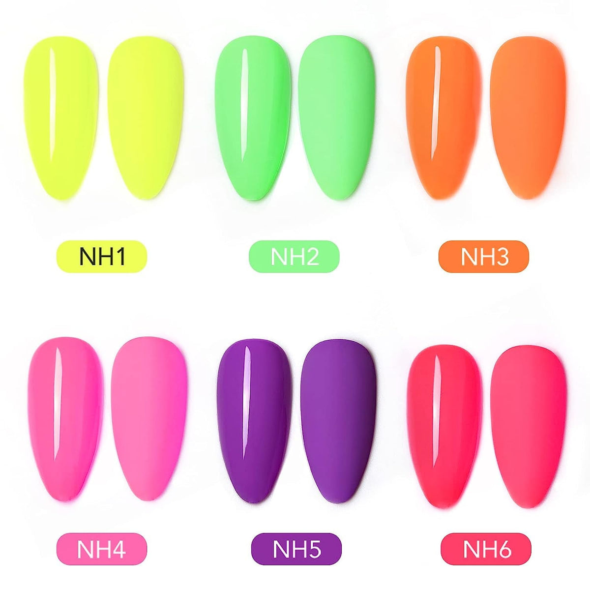 VENALISA Neon Gel Nail Polish Set- 6 Colors Gel Polish Hot Pink Bright Orange Neon Yellow Green Purple Red Gel Polish Kit, DIY Art Home Salon Gifts for Girls