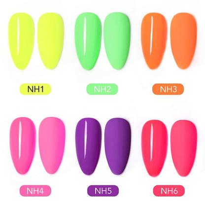 VENALISA Neon Gel Nail Polish Set- 6 Colors Gel Polish Hot Pink Bright Orange Neon Yellow Green Purple Red Gel Polish Kit, DIY Art Home Salon Gifts for Girls