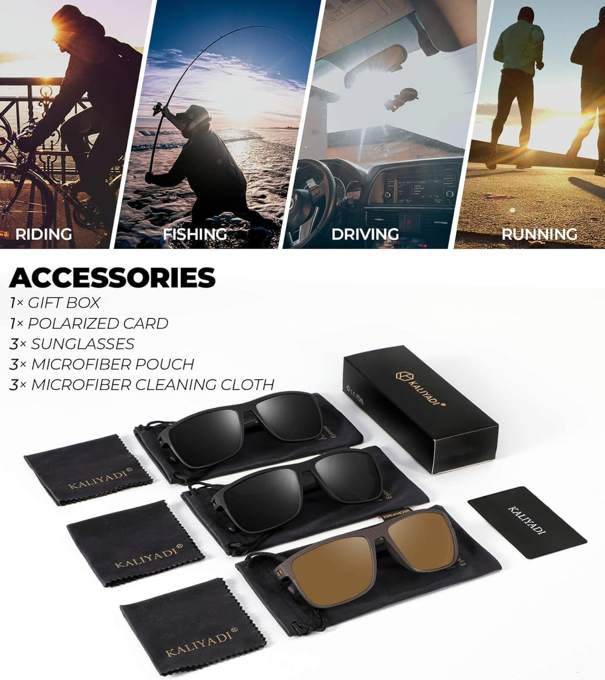 Polarized Sunglasses for Men, Lightweight Sun Glasses with UV Protection for Driving Fishing Golf
