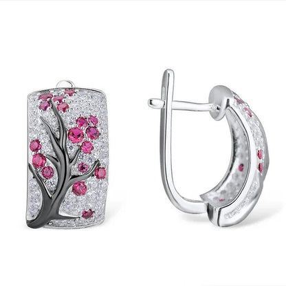 Dazzling 925 Sterling Silver Natural Gemstone Diamond Floral Earrings Women Wedding Engagement Fine Jewelry