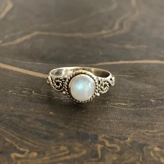 Luxury Fashion 925 Sterling Silver Brilliant Natural Rainbow Moonstone Gemstone Diamond Ring Wedding Band Engagement Party Christmas Gift Ring Size 4-12 Anillos