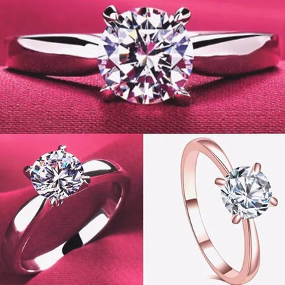 14K White Gold Rings for Women 2.0ct Round Cut Zirconia Diamond Solitaire Ring Wedding Band Engagement Bridal