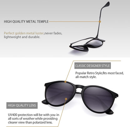 Sunglasses Womens Men Polarized UV Protection Trendy Vintage Retro round Mirrored Lens Sunglasses for Women