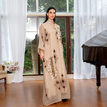 Abaya for Women Muslim Kaftan Floral Maxi Dresses Dubai Turkey Middle East Islam Caftan Ramadan Eid Party Robe