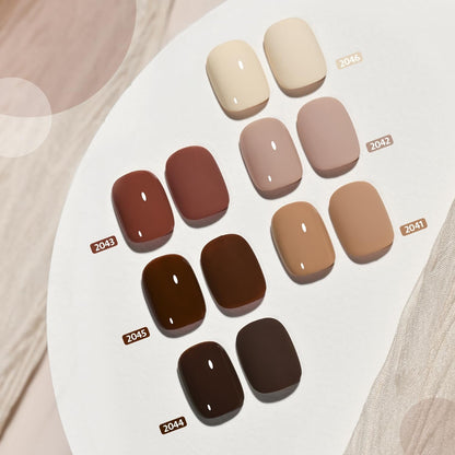 Nude Brown Fall Gel Nail Polish Set, 6 Colors White Beige Dark Tan Taupe Soak Off Gel Polish Kit for Salon and Nail Art DIY at Home
