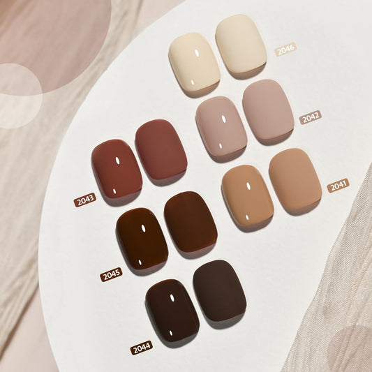 Nude Brown Fall Gel Nail Polish Set, 6 Colors White Beige Dark Tan Taupe Soak Off Gel Polish Kit for Salon and Nail Art DIY at Home