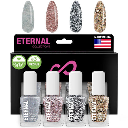Glitter Nail Polish Set for Women (CHEERS) - Gold Nail Polish Set for Girls | Long Lasting & Quick Dry Nail Polish Kit for Home DIY Manicure & Pedicure | Made in USA, 13.5mL (Set of 5)