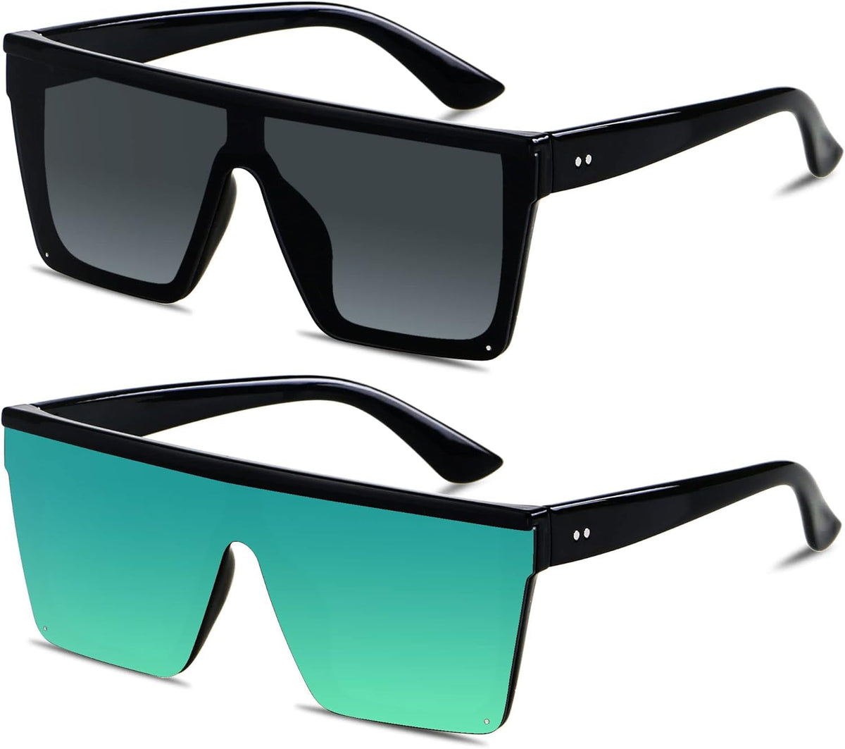 Square Oversized Sunglasses for Women Men Big Flat Top Fashion Shield Large UV Protection Rimless Shades