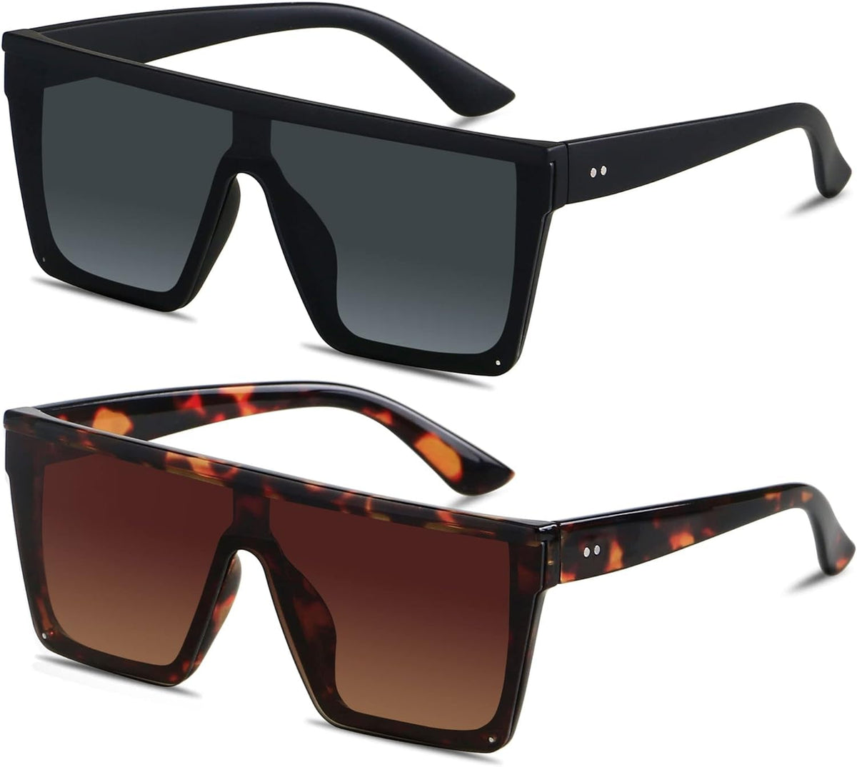 Square Oversized Sunglasses for Women Men Big Flat Top Fashion Shield Large UV Protection Rimless Shades
