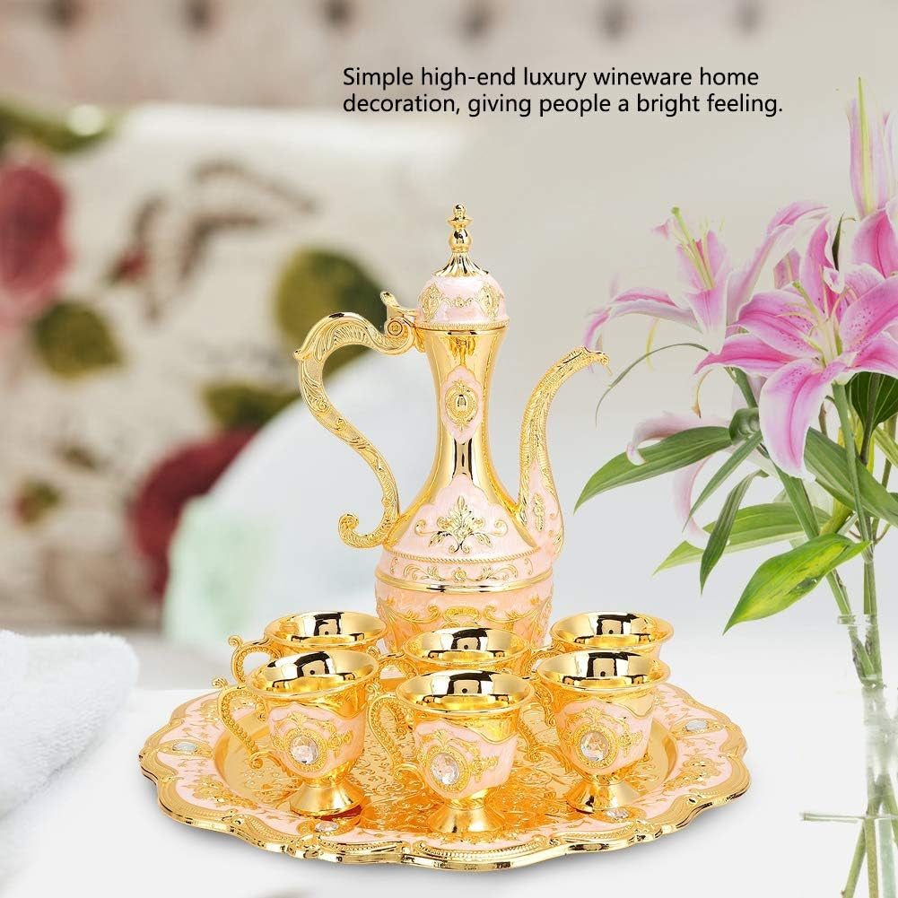 Metal Wine Drinking Cups Hip Flask Set Russian Home Art Crafts Wedding Gift Wine Pot Kit Household Ornaments(1)