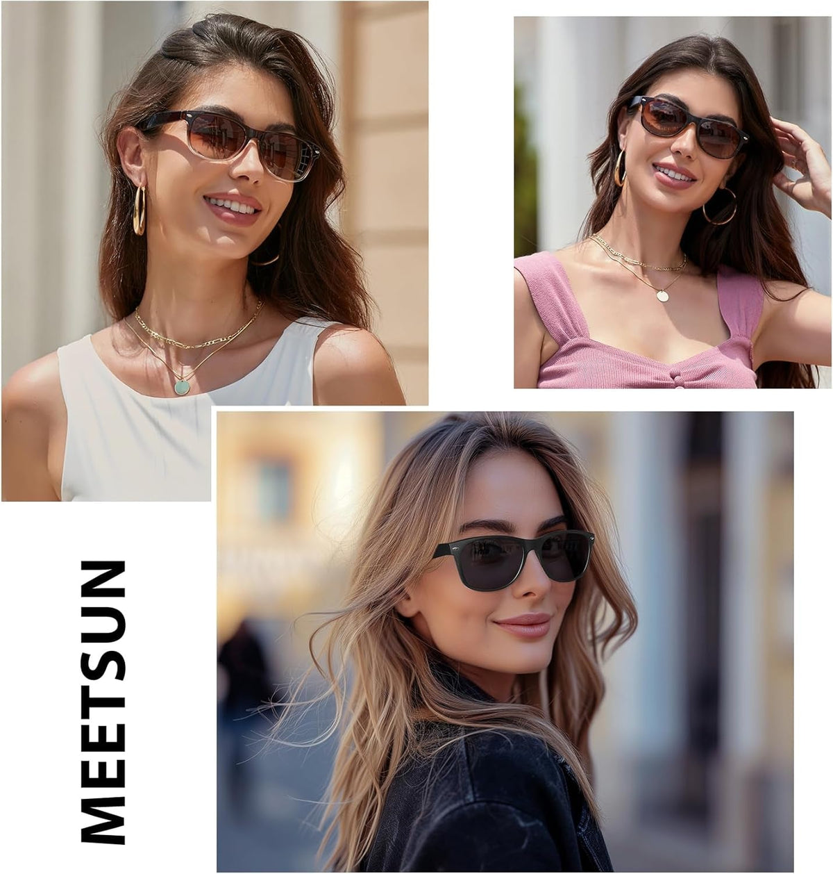 Classic Polarized Sunglasses for Women Men Trendy Retro Sun Glasses for Driving UV Protection (3 Pack)