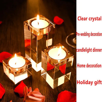 Home Decorations Crystal Candlestick Wedding Glass Candle Holder Table Centerpieces Bar Coffee Shop Decorations