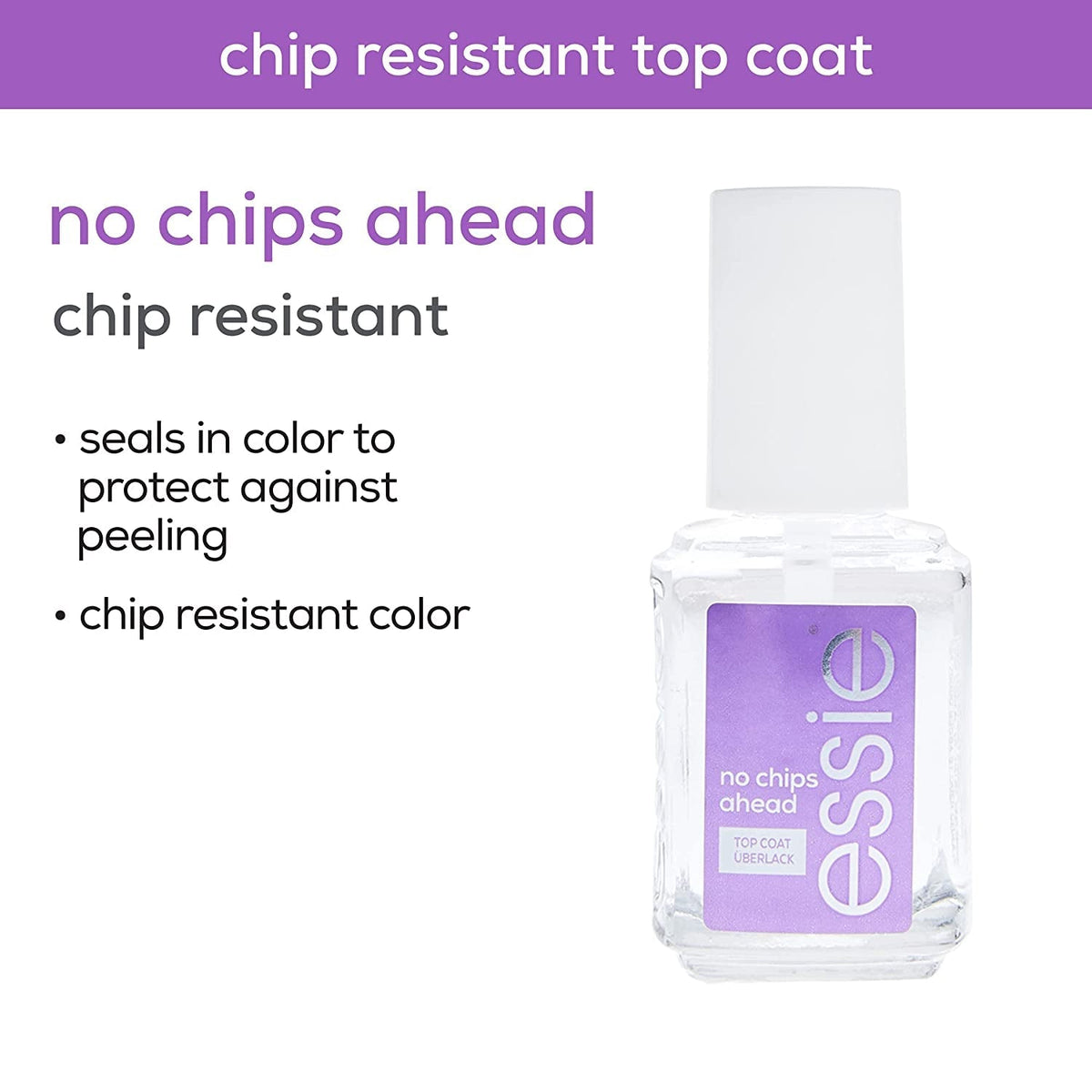 Nail Care, 8-Free Vegan, No Chips Ahead Top Coat, chip-resistant nail polish, 0.46 fl oz
