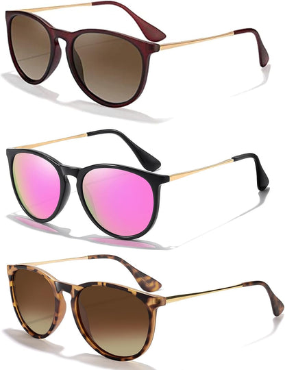Sunglasses Womens Men Polarized UV Protection Trendy Vintage Retro Round Mirrored Lens Sunglasses For Women