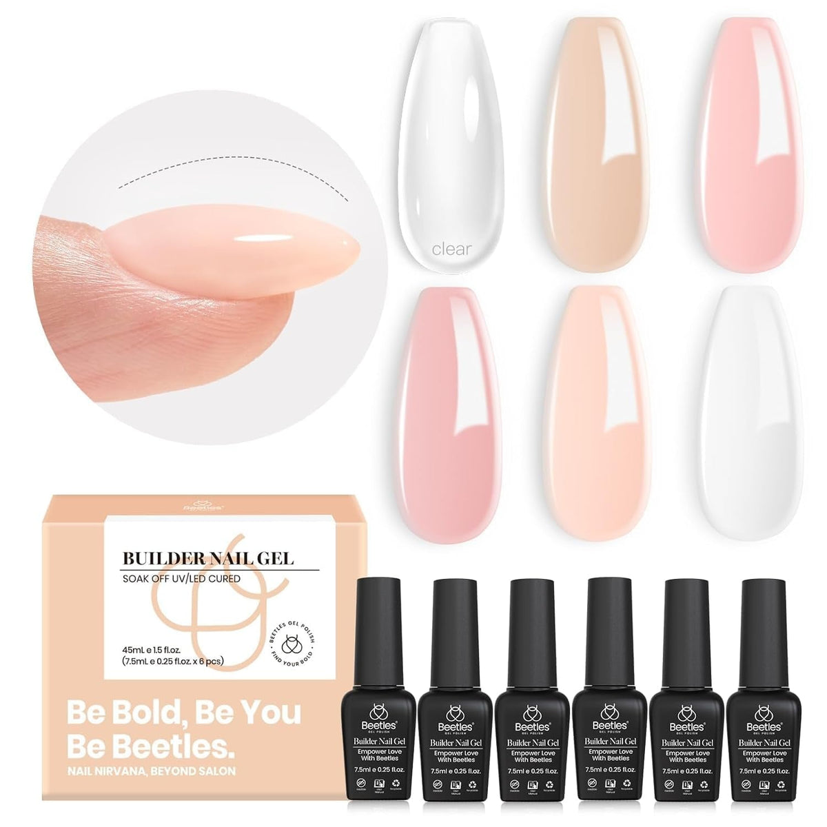Beetles Builder Nail Gel 12 Pcs, 8-in-1 Pink Pastel Nude Gel Builder for Nails Beige White Colors Hard Gel Builder Extension Gel Nail Strengthener Nail Art Design Spring Gifts for Girls and Women