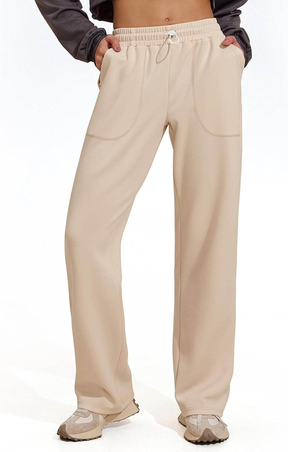 Womens Straight Leg Sweatpants Casual Athletic Workout Pants Stretch Soft Lounge Pants with Pockets