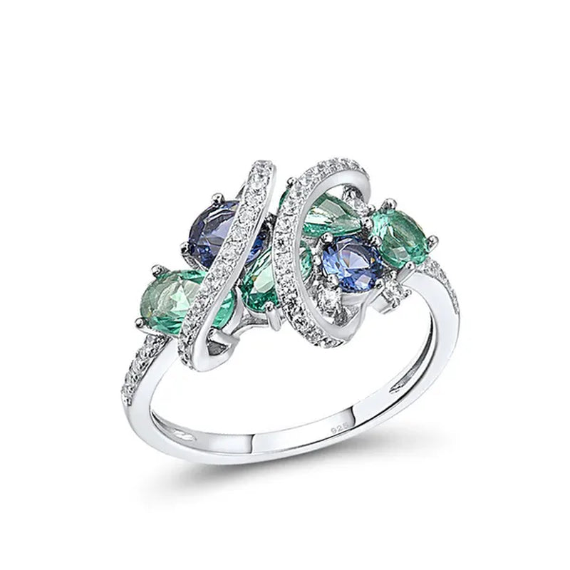 Trendy Luxury Creative Ladies Stone Ring Sparkling Twisted Zircon Ring Bridal Wedding Engagement Ring Mother's Day Birthday Party Anniversary Gift High Jewelry Anillo De Compromiso