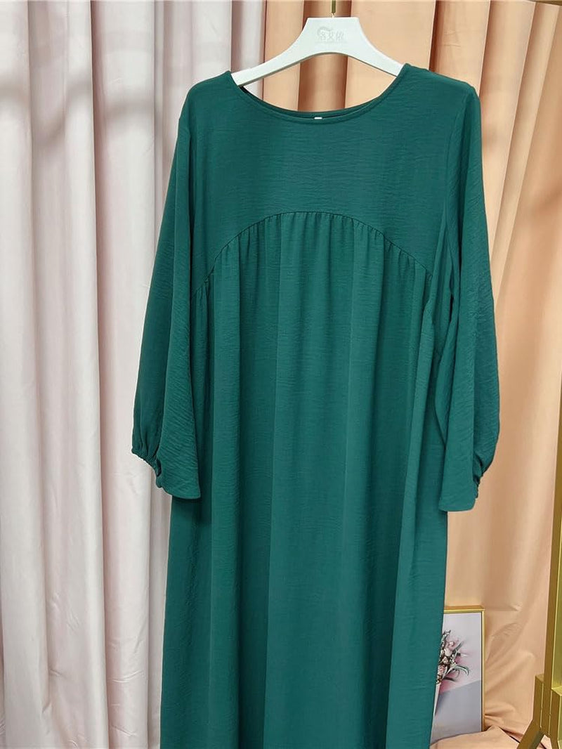 Women Muslim Dress Ramadan Prayer Garment Abaya Dubai Islam Eid Crepe Balloon Sleeve African Turkey Robe without Hijab
