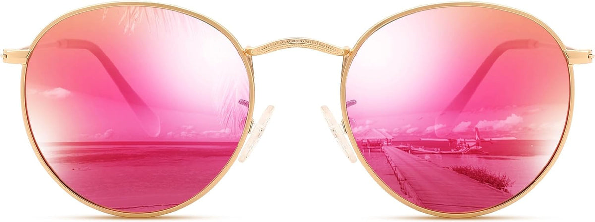 Small Round Metal Polarized Sunglasses for Women Retro Designer Style