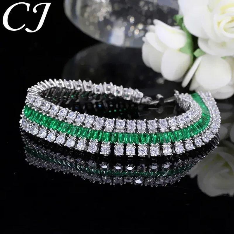 CANDICE Sparkling Wedding Bangle Jewelry Design Luxury Cubic Zirconia White Gold Plated Bridal Wide Bracelet For Women