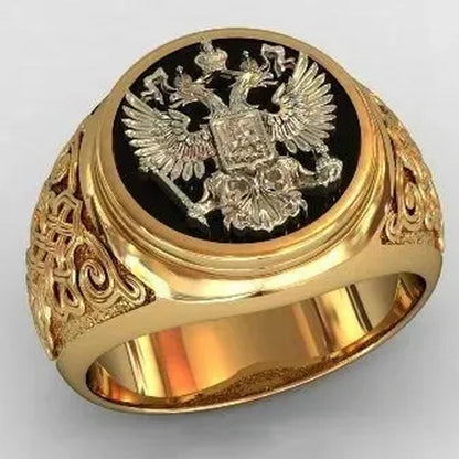 Domineering Men's Ring Fashion Luxury Engraved Eagle Signet Ring Drip Ring Party Jewelry Wedding Engagement Ring Anniversary Gift Size 7-13