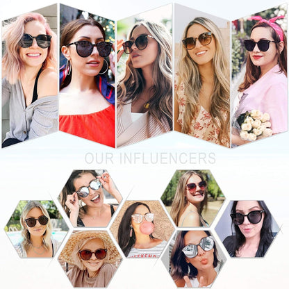 Sunglasses Womens Trendy 2025 Classic round Retro Vintage Shades Large Frame Sunnies SJ2067