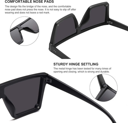 Oversized Square Sunglasses for Women Men Fashion Siamese Lens Style Flat Top Shield Shades