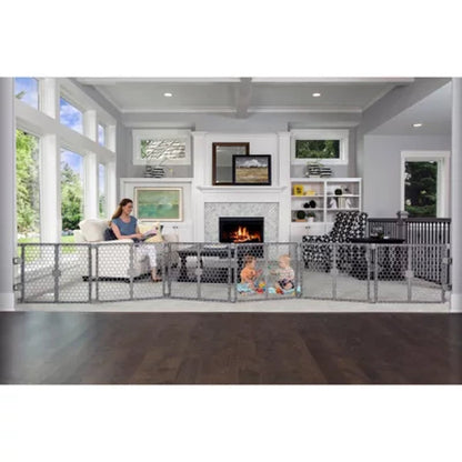 Regalo 2-In-1 Play Yard and Safety Gate, Gray