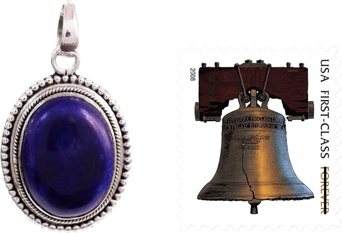Artisan Handmade Lapis Lazuli Pendant Necklace on Artisan Crafted 925 Silver Sterling Blue India Snorkel Birthstone [18 in L 2 Mm W Pendant(S) 1.4 in L X 0.8 in W X 0.3 in D] ' True Clarity'