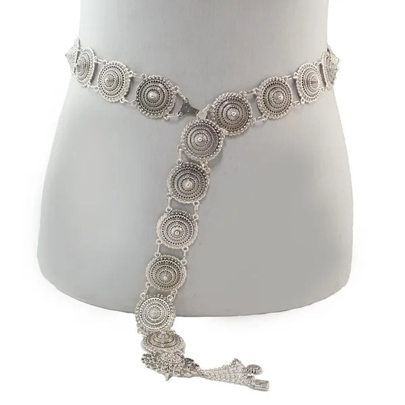 Vintage Silver Waist Chain Bells Metal Tassel  Belly Chain  Charm Belt Chains Body Jewelry