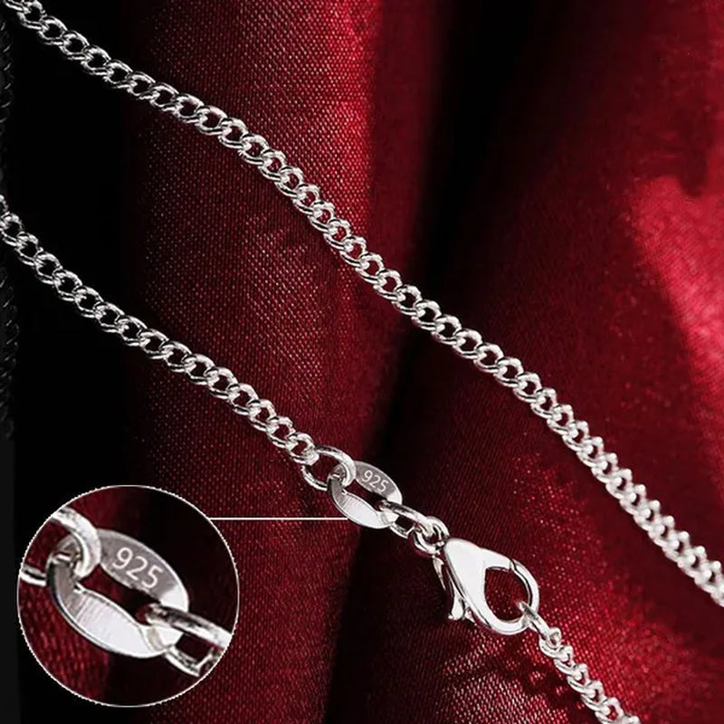 Fashion 2Mm Side Chain 925 Silver Necklace for Women Man Wedding Charm Jewelry